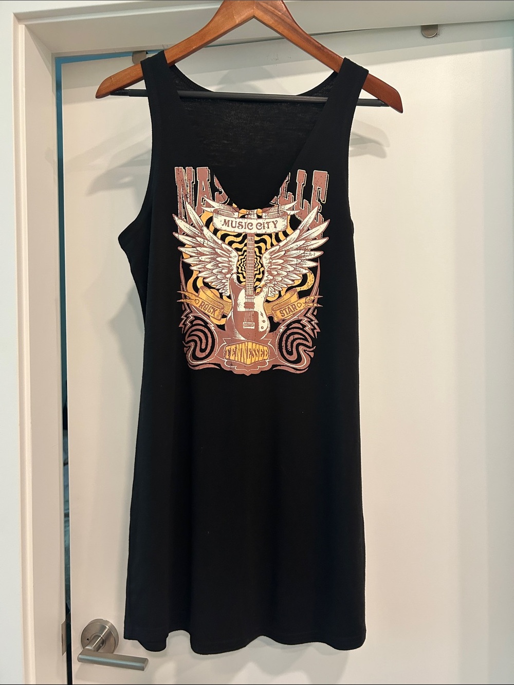 Black Nashville Music City Graphic Tank Dress